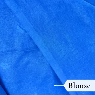 Khadi Harsingar Embroidered Saree — Sky Blue - Image 4