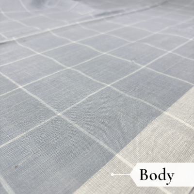 Khadi Monochrome Check Handloom Saree — Grey - Image 3