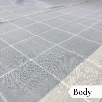 Khadi Monochrome Check Handloom Saree — Grey - Image 3