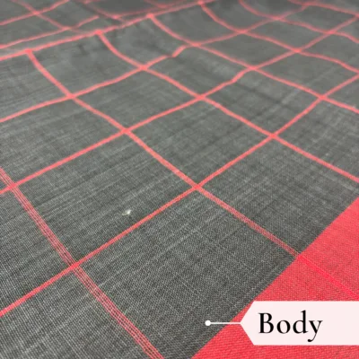 Khadi Check Handloom Saree — Black - Image 3