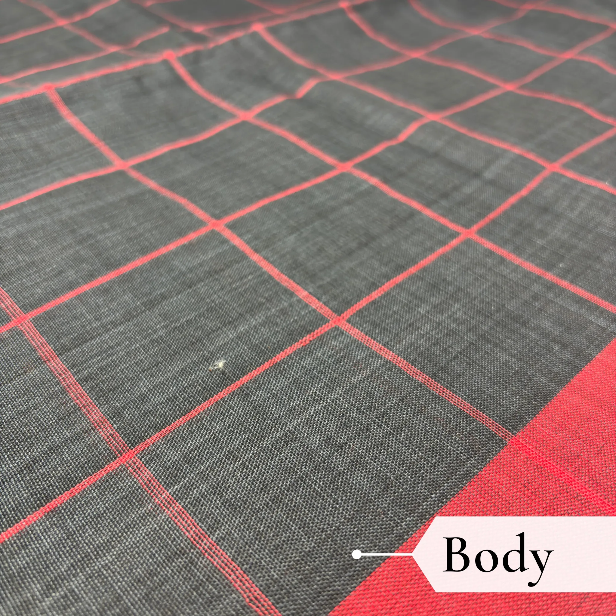 Khadi Check Handloom Saree — Black - Image 3