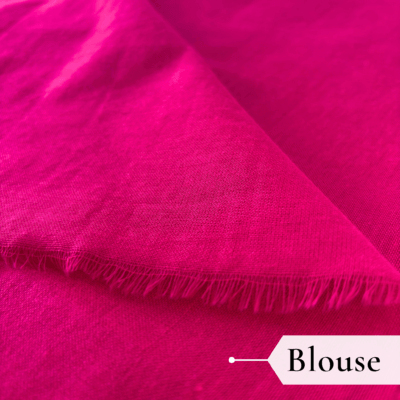 Khadi Harsingar Embroidered Saree — Rani Pink - Image 4