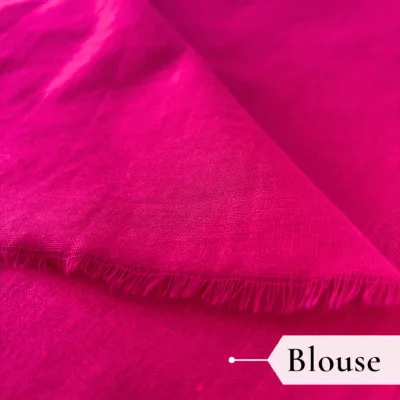 Khadi Harsingar Embroidered Saree — Rani Pink - Image 4