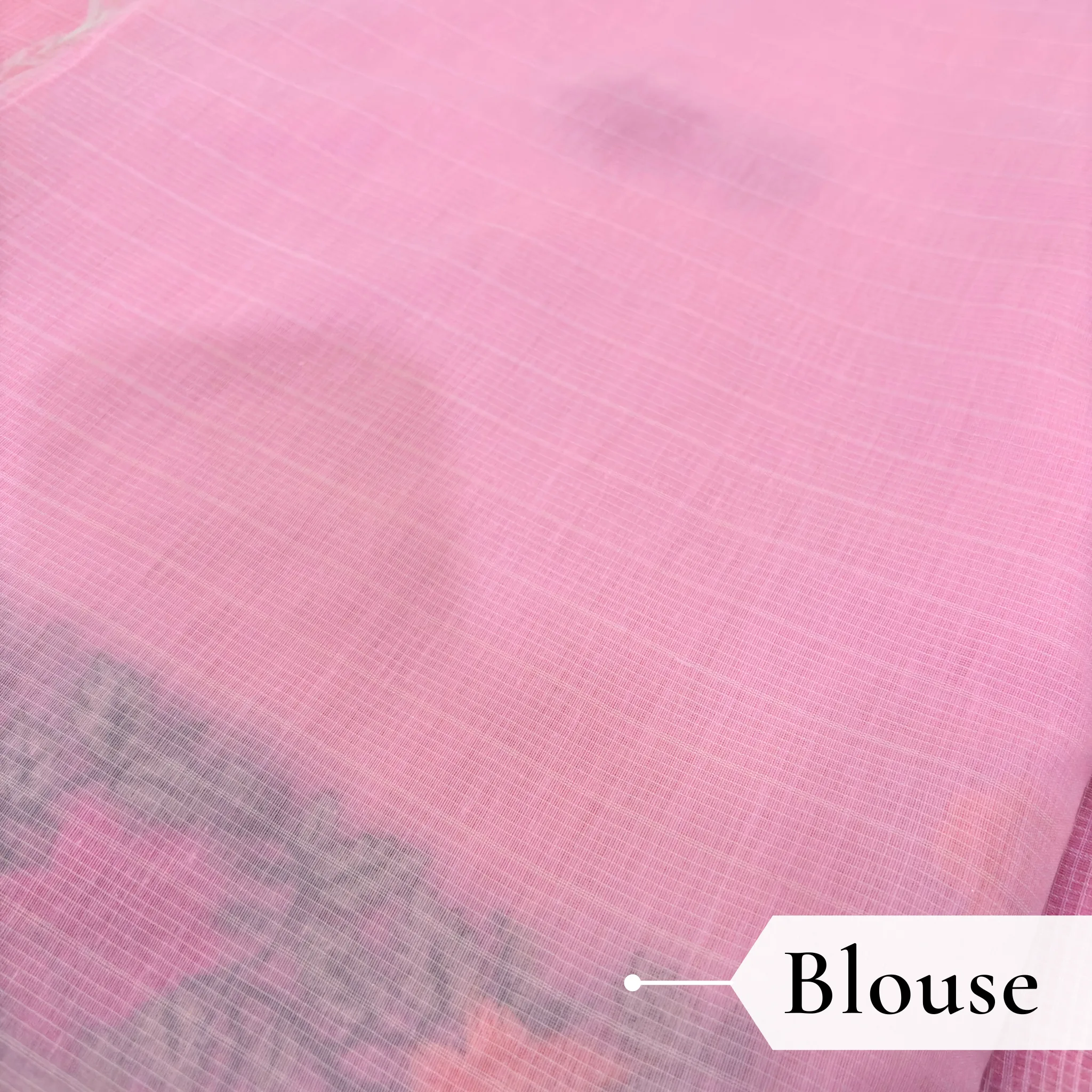 Kota Doria Rose Embroidered Saree — Baby Pink - Image 6