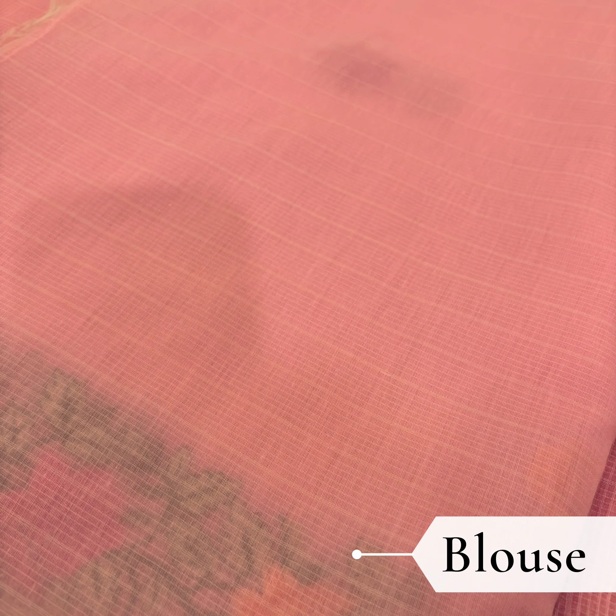 Kota Doria Rose Embroidered Saree — Peach - Image 6