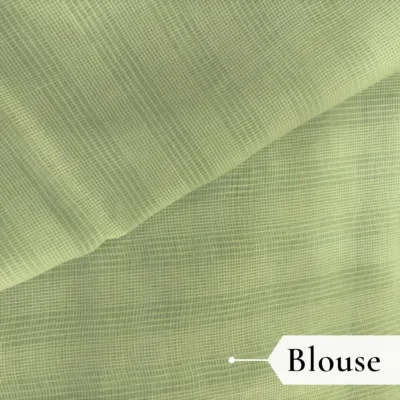 Kota Doria Rose Embroidered Saree — Mint Green - Image 6