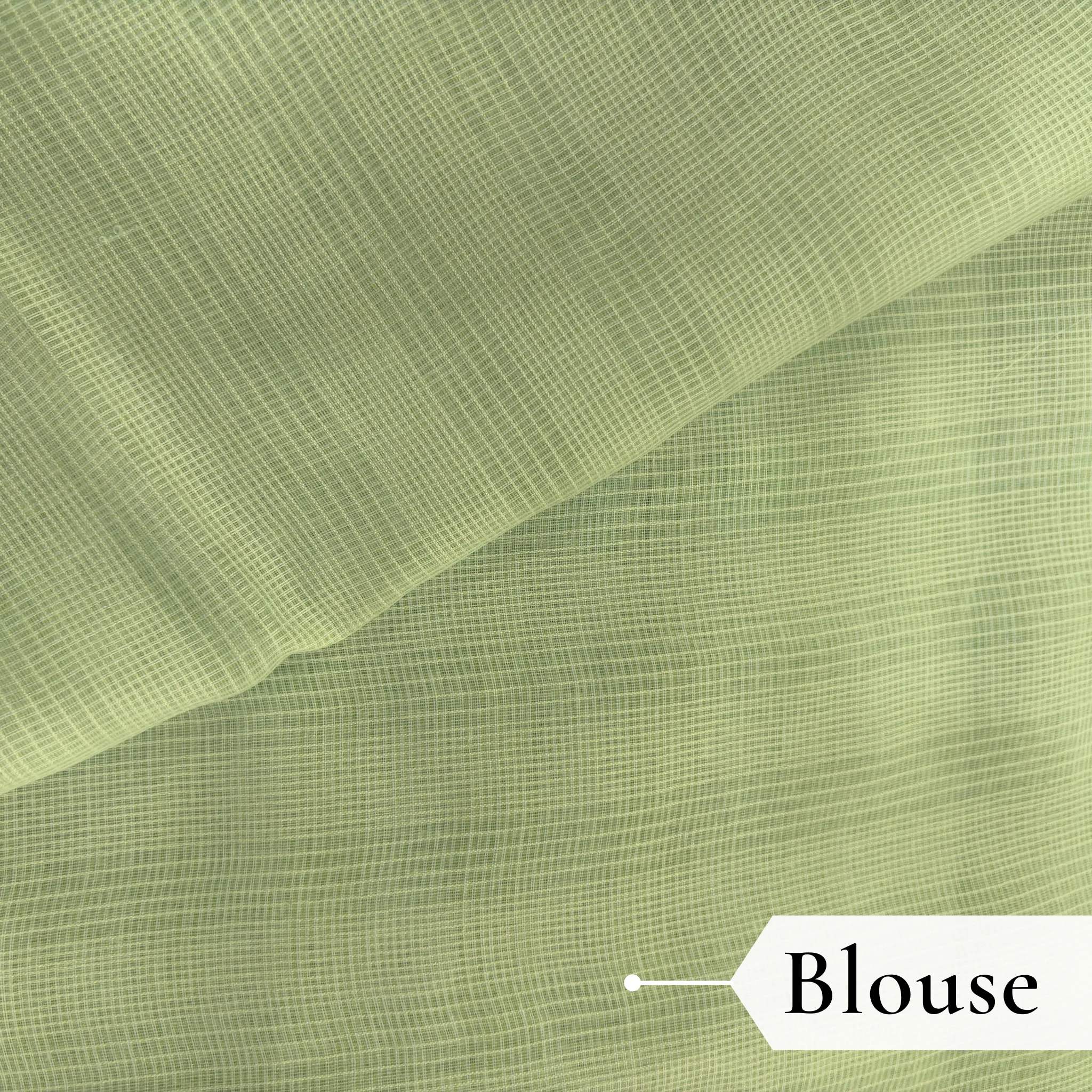 Kota Doria Rose Embroidered Saree — Mint Green - Image 6