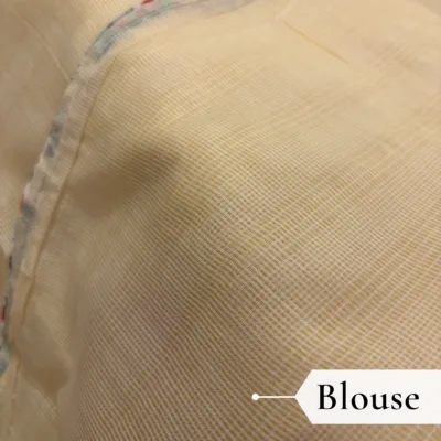 Kota Doria Rose Embroidered Saree — Yellow - Image 6
