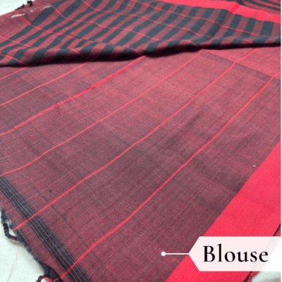 Khadi Check Handloom Saree — Black - Image 5