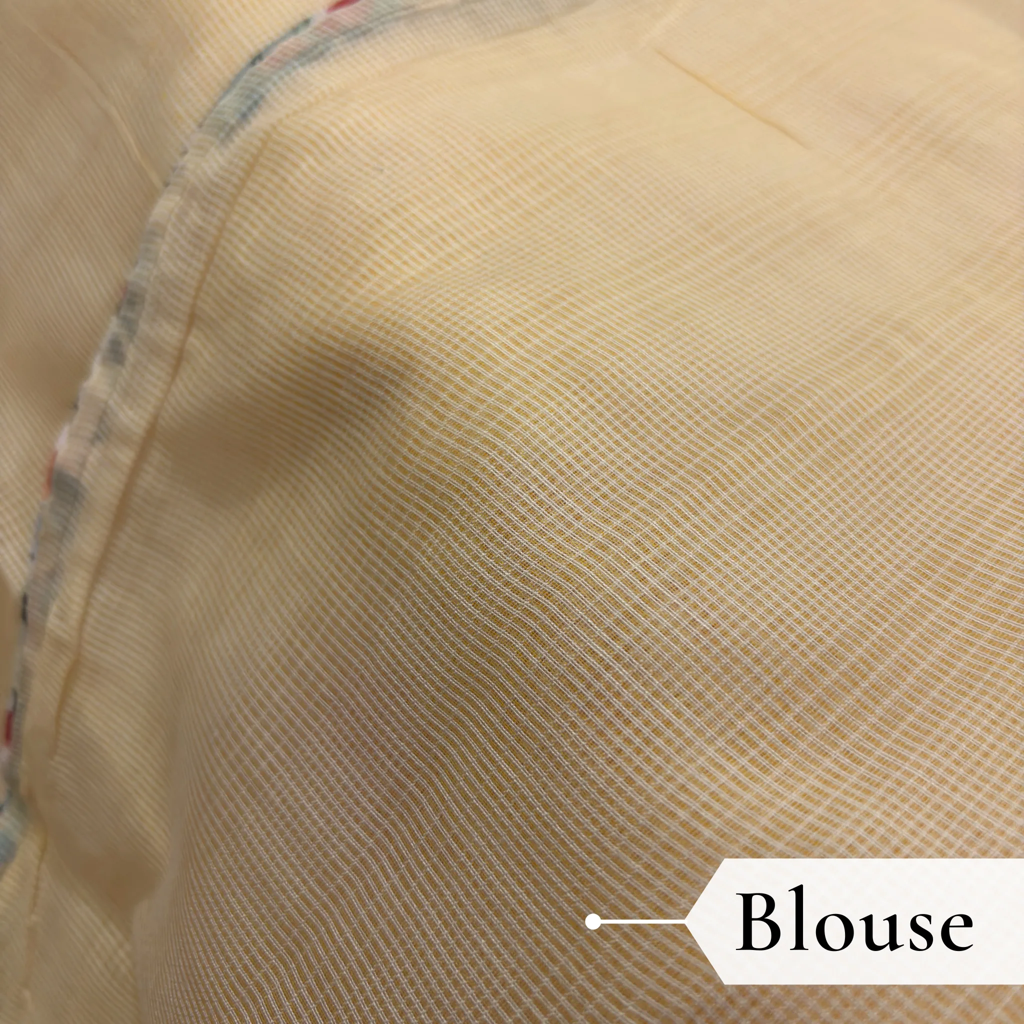 Kota Doria Rose Embroidered Saree — Yellow - Image 6