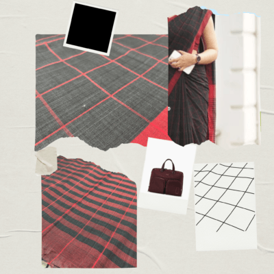 Khadi Check Handloom Saree — Black - Image 7