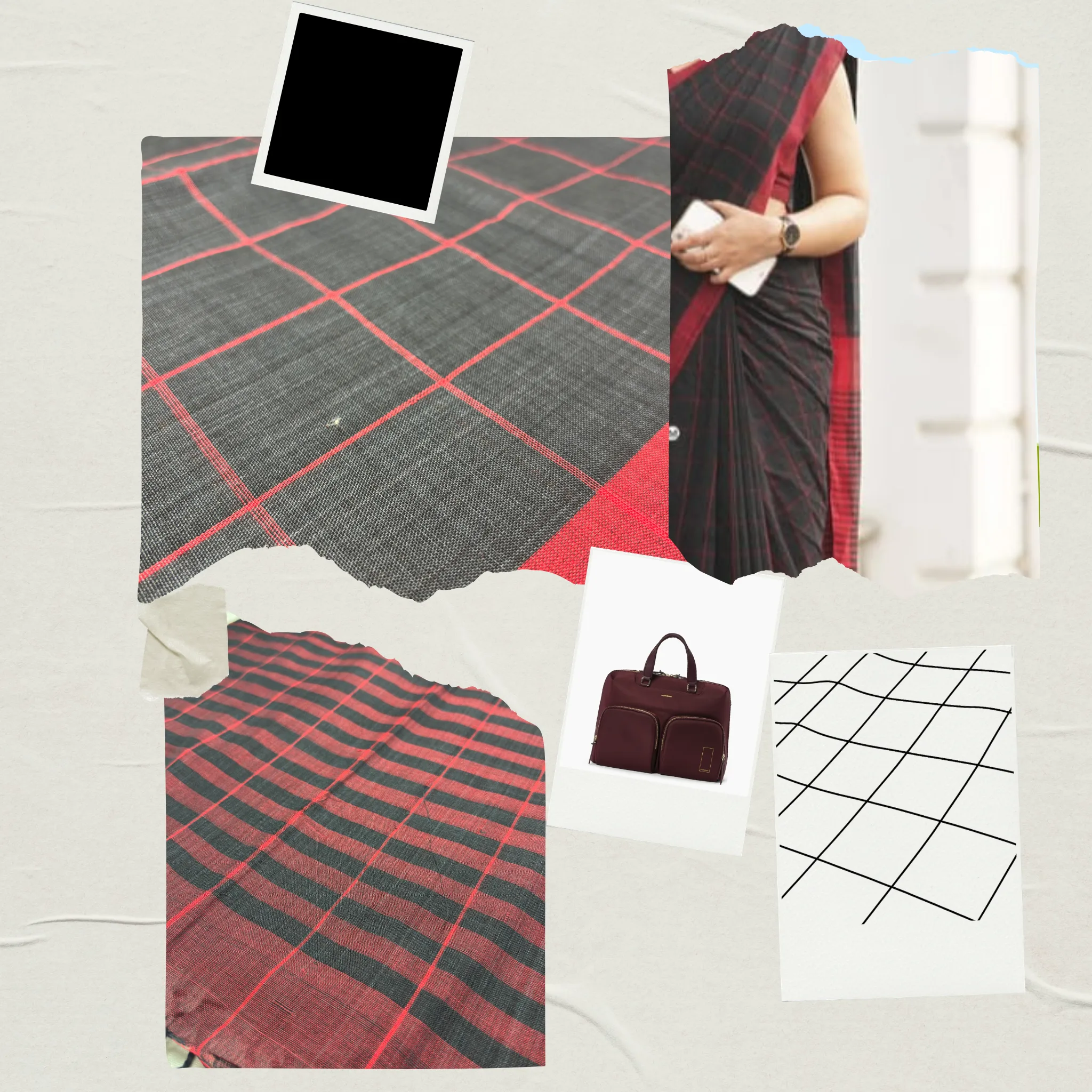 Khadi Check Handloom Saree — Black - Image 7