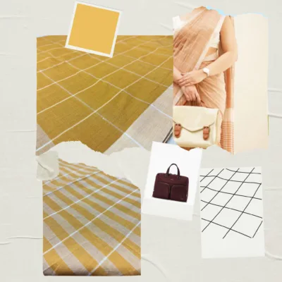 Khadi Monochrome Check Handloom Saree — Mustard - Image 7