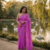 Viscose Georgette Hans Embroidered Saree — Purple