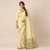 Cotton Kalamkari Woven Saree — Beige