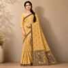 Cotton Kalamkari Woven Saree — Yellow