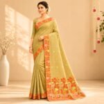 Cotton Jamdani Woven Saree — Lemon Yellow