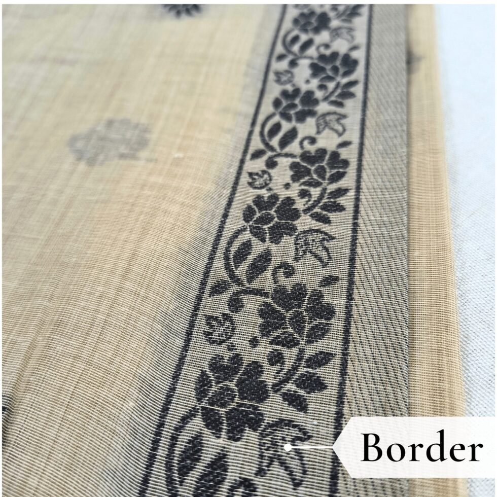 Cotton Kalamkari Woven Saree — Beige, view 4