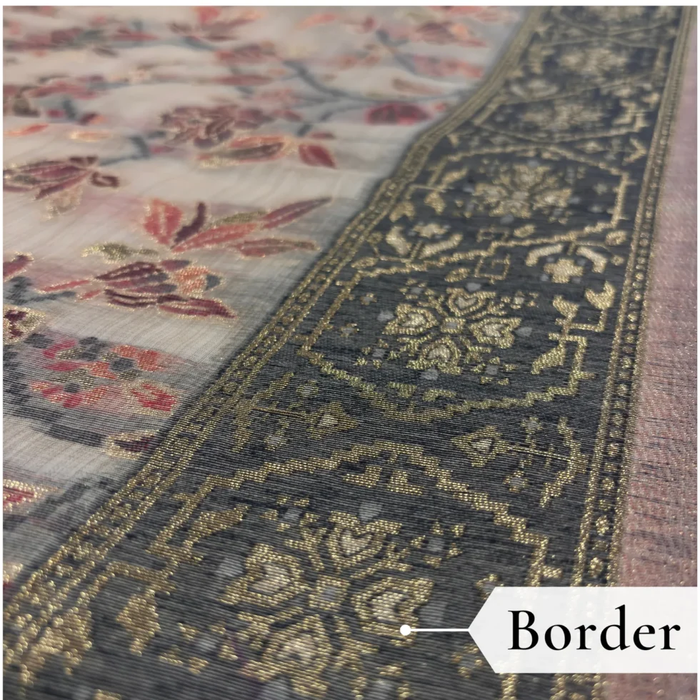Cotton Kasuti Woven Saree — Beige, view 4