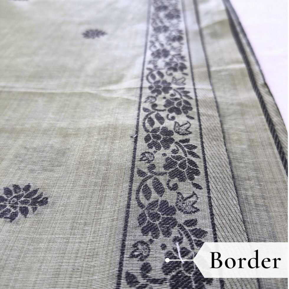 Cotton Kalamkari Woven Saree — Grey, view 4