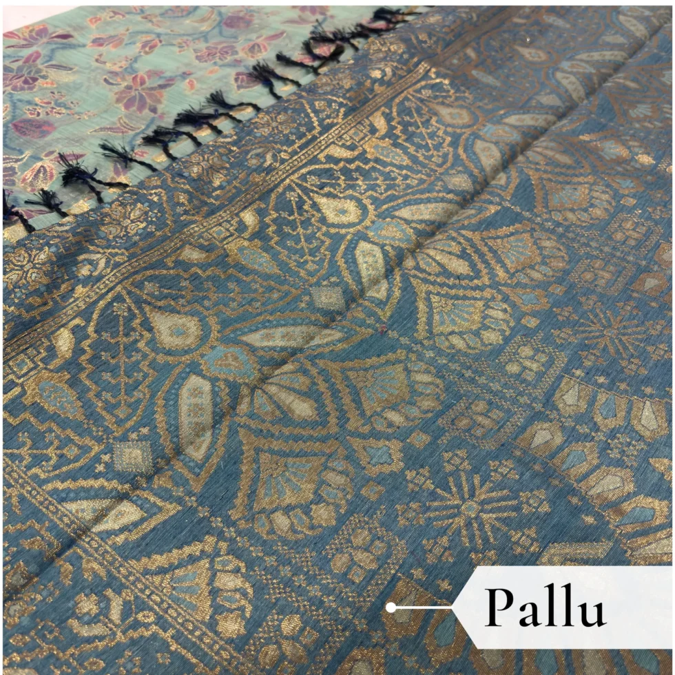 Cotton Kasuti Woven Saree — Rama Green, view 6