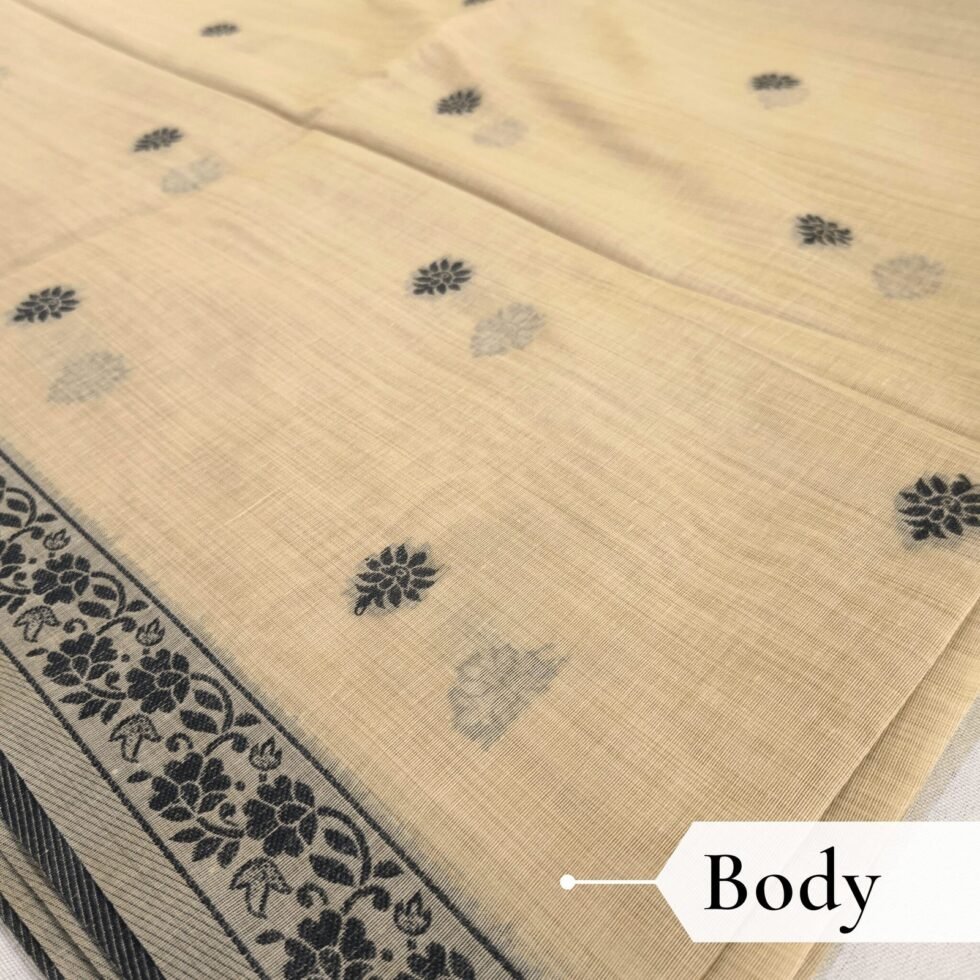 Cotton Kalamkari Woven Saree — Beige, view 3