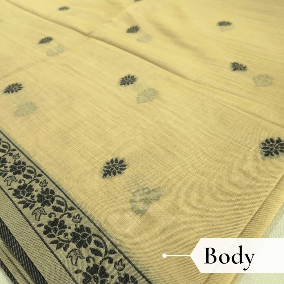 Cotton Kalamkari Woven Saree — Yellow, view 3