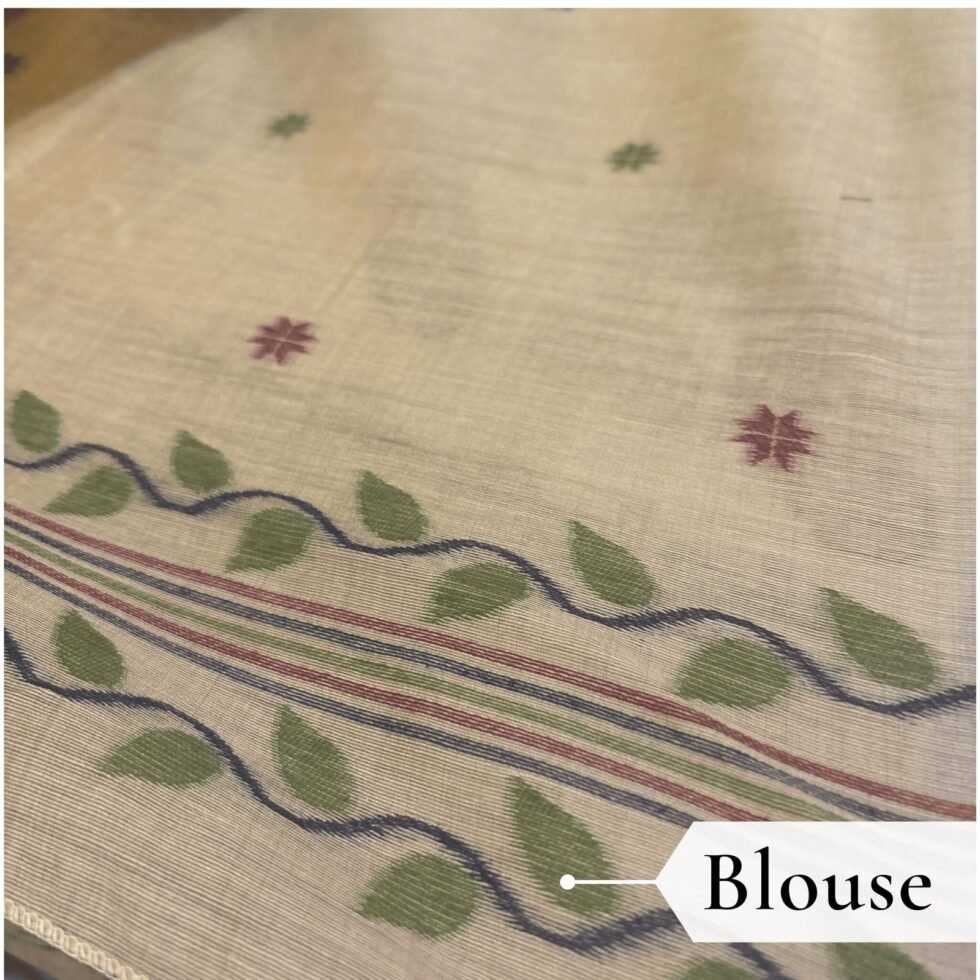 Cotton Mor Woven Saree — Lemon Yellow, view 6