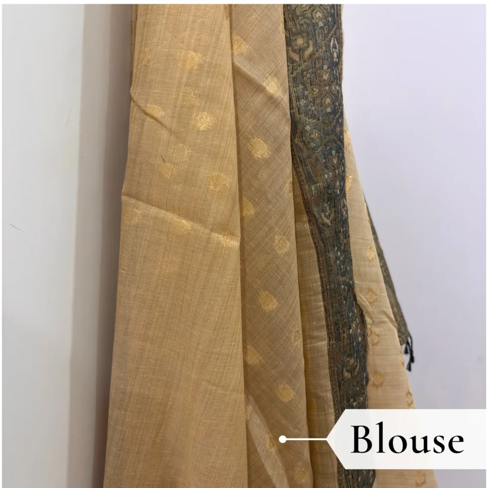 Cotton Kasuti Woven Saree — Beige, view 7