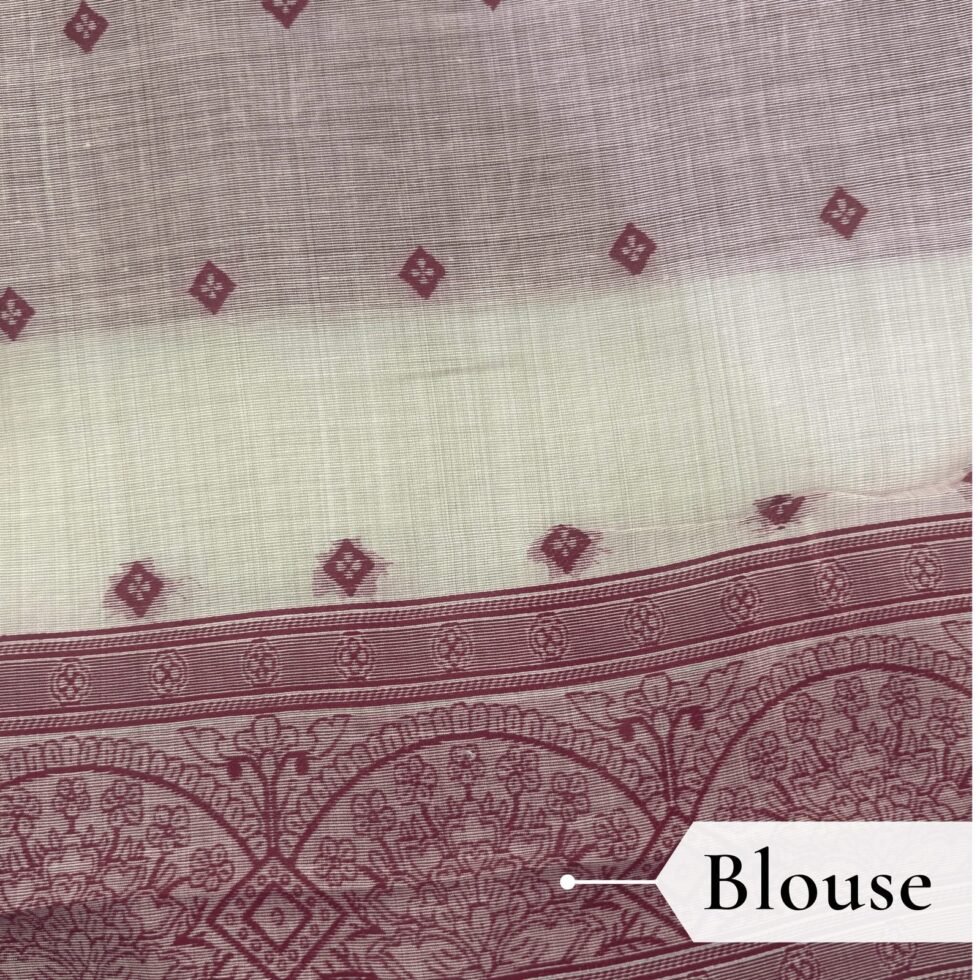 Cotton Bouquet Woven Saree — Peach, view 6