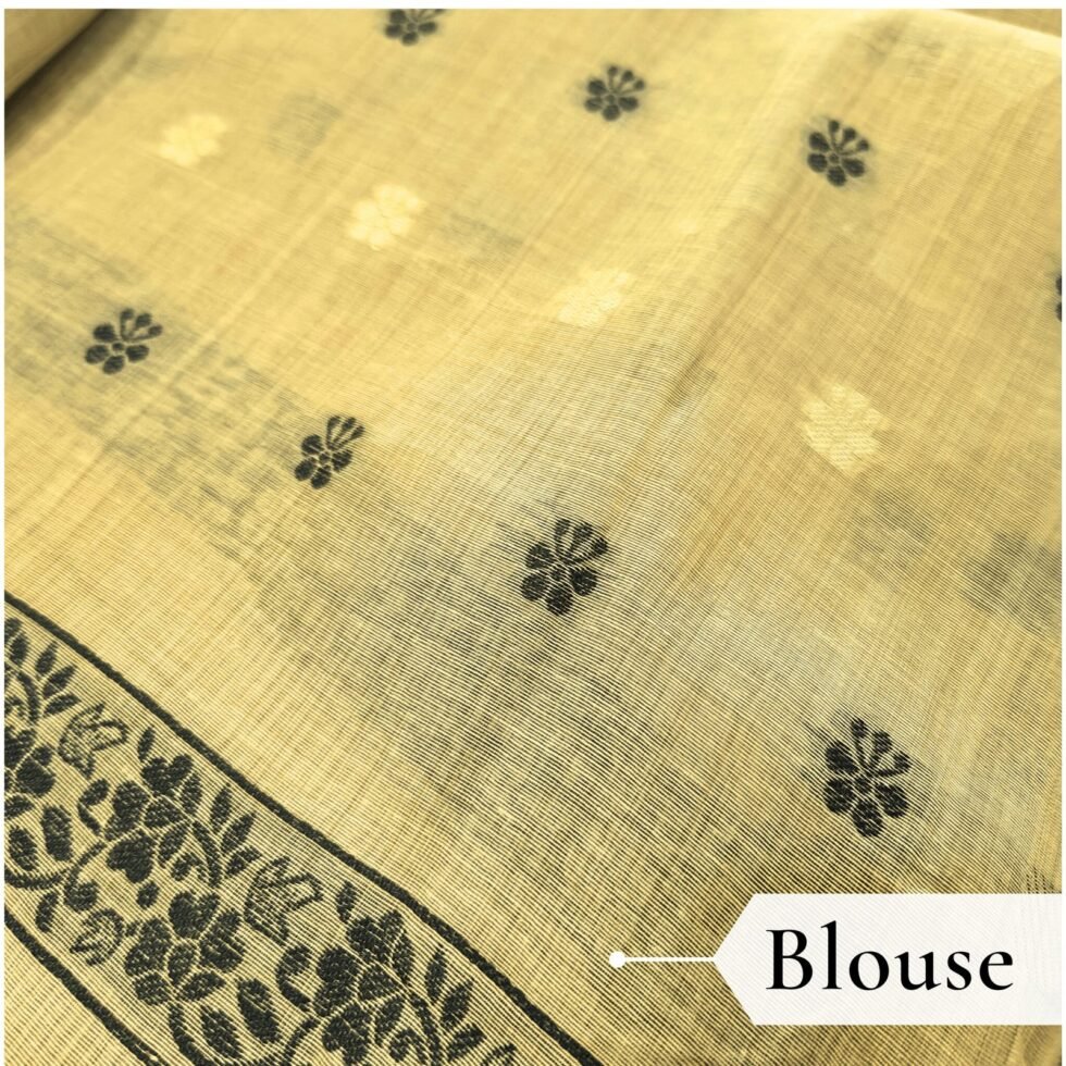 Cotton Kalamkari Woven Saree — Yellow, view 6