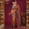 Viscose Kalamkari Saree — Mustard Yellow