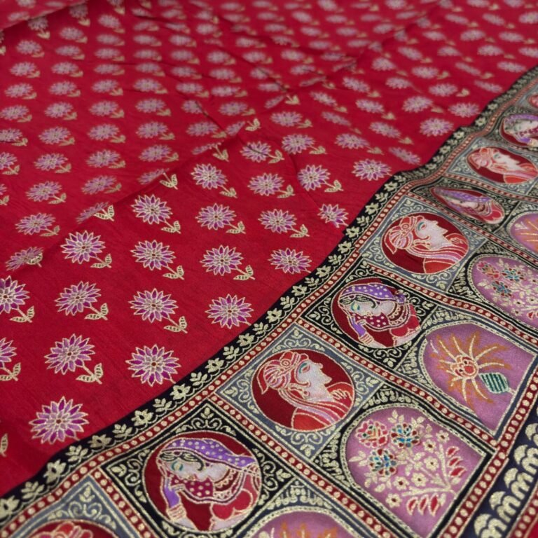Viscose Banna-Banni Print Saree — Grey & Black, view 2