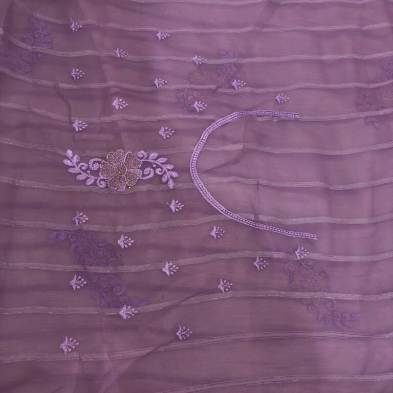 Viscose Chiffon Embroidered Saree — Purple, view 2
