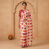 Viscose Georgette Chess Block Printed Saree — Multicolour